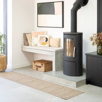 Washable Beige Border Jute Style Runner - Rayna