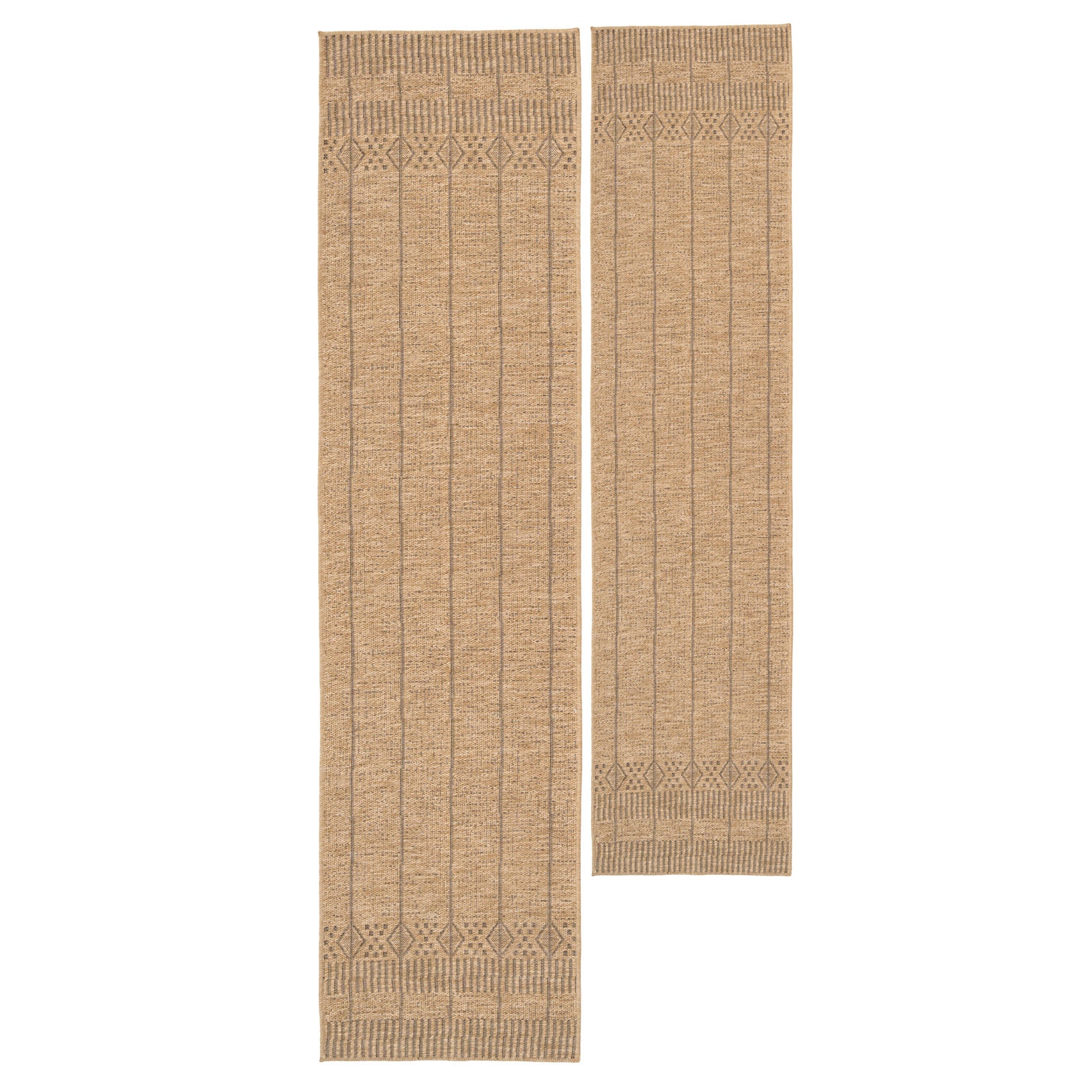 Washable Beige Border Jute Style Runner - Rayna