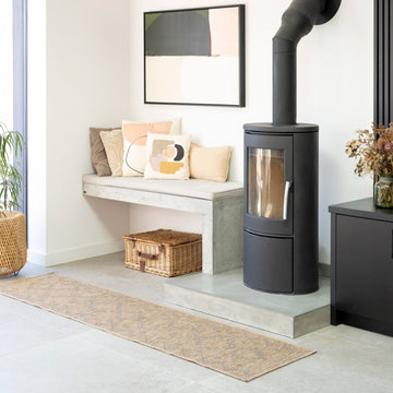 Washable Beige Diamond Jute Style Runner - Thea