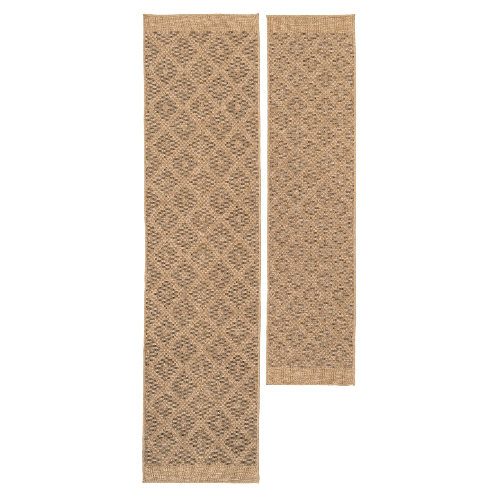 Washable Beige Diamond Jute Style Runner - Thea