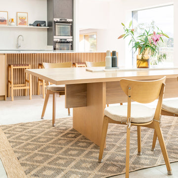 Washable Beige Diamond Jute Style Rug - Thea