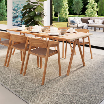 Neutral Trellis Living Room Rug - Mahoni