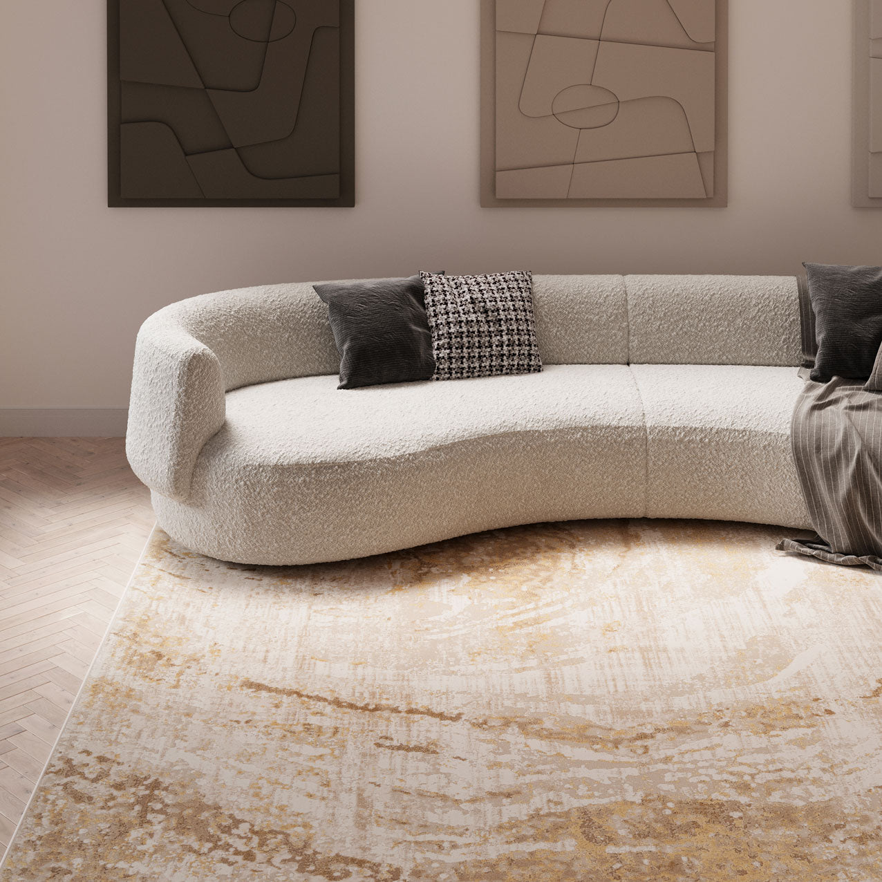 Natural Marble Beige Living Room Rug