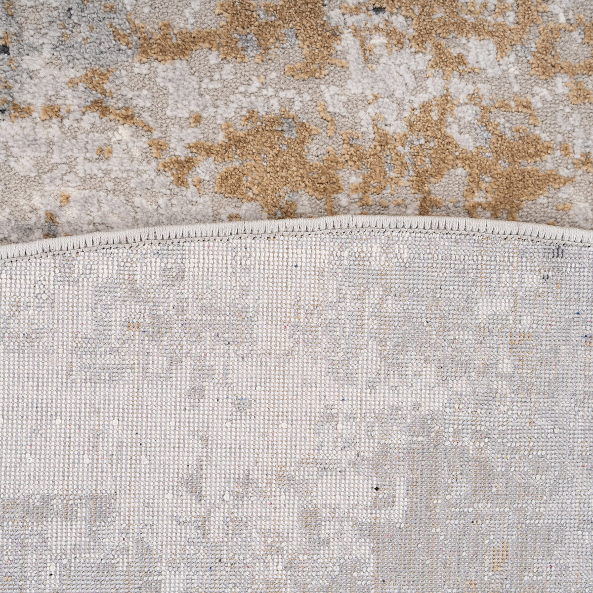 Soft Grey Gold Abstract Circle Rug - Moonshine