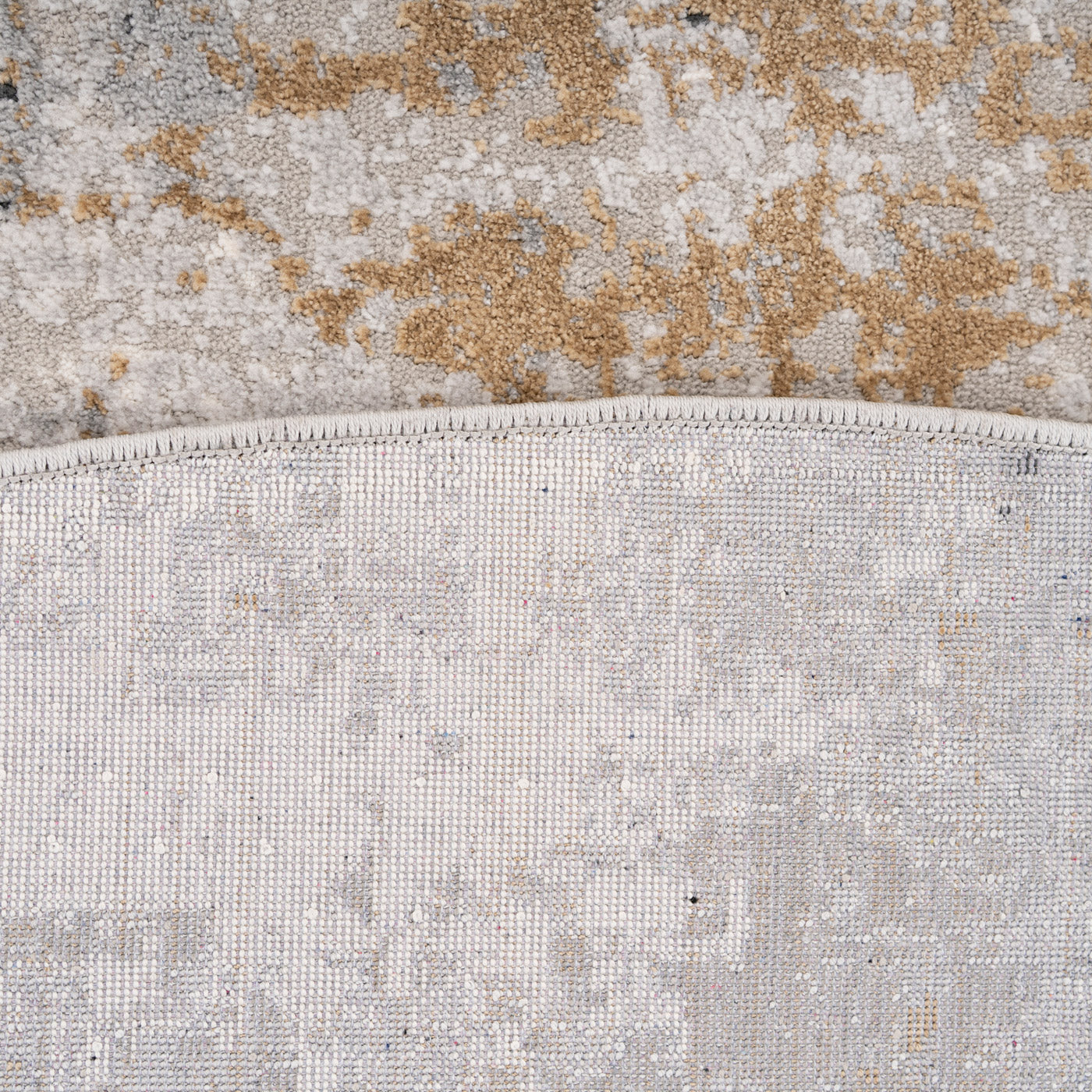 Soft Grey Gold Abstract Circle Rug - Moonshine