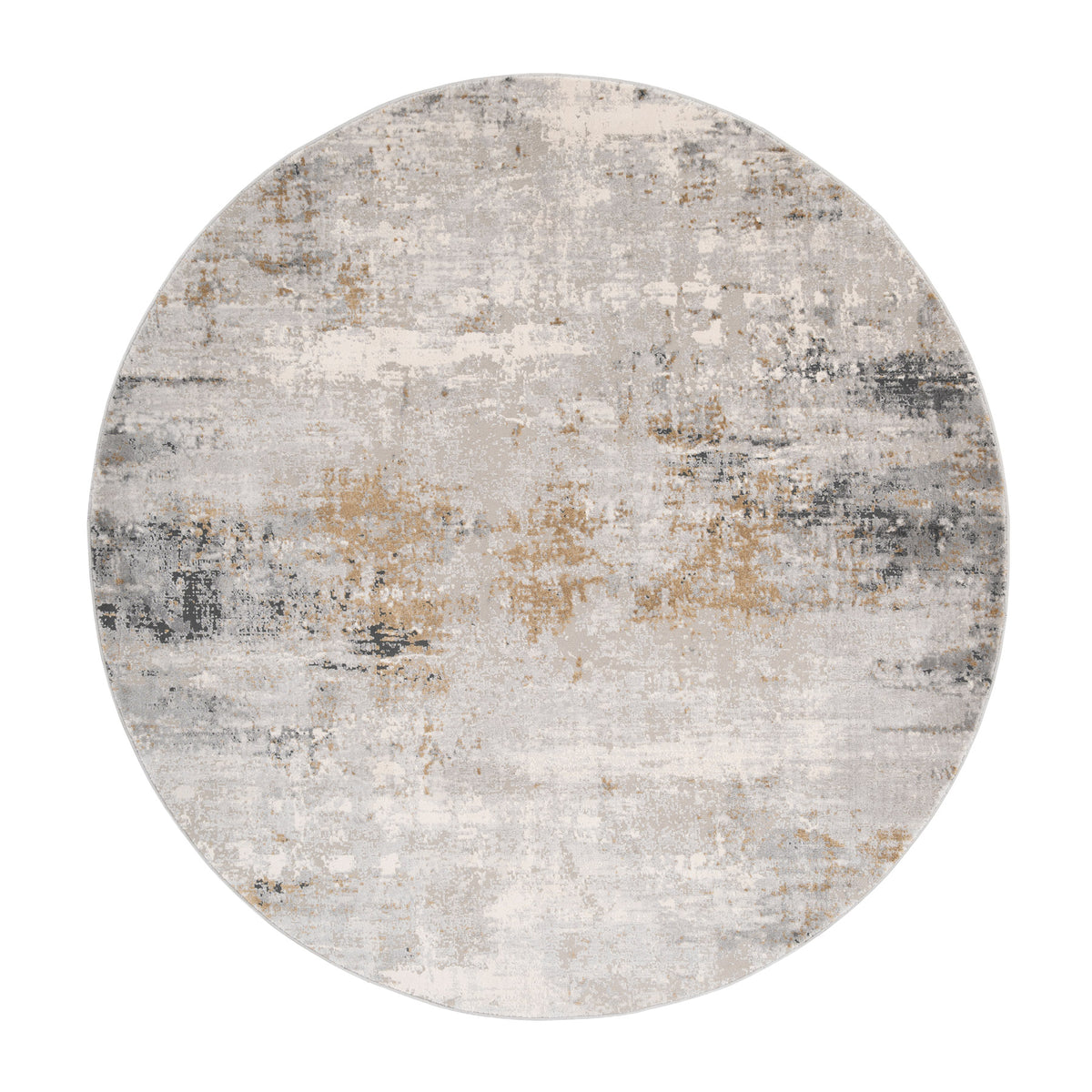 Soft Grey Gold Abstract Circle Rug - Moonshine