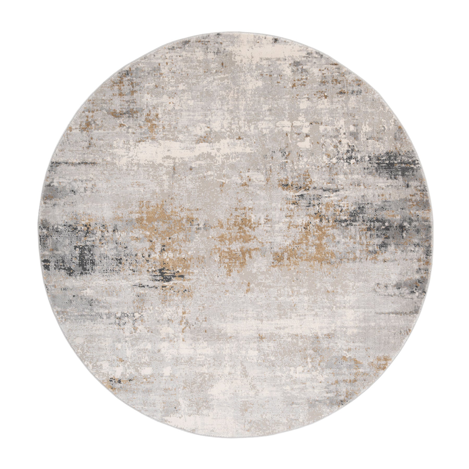 Soft Grey Gold Abstract Circle Rug - Moonshine