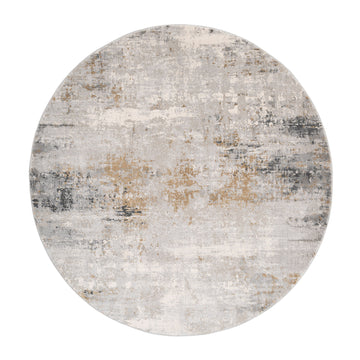 Soft Grey Gold Abstract Circle Rug - Moonshine
