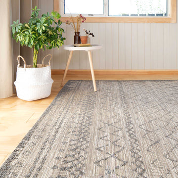 Beige Scandi Textured Flatweave Area Rug