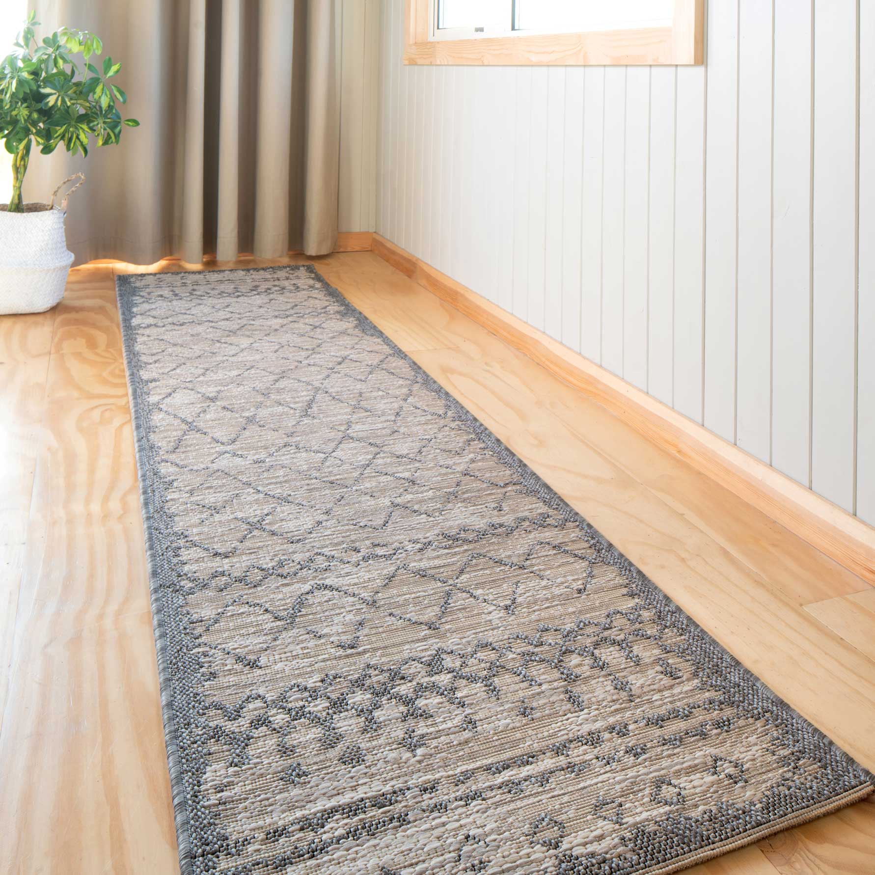 Beige Scandi Textured Flatweave Area Rug