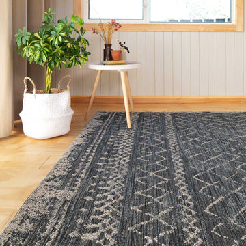 Grey Scandi Textured Flatweave Area Rug