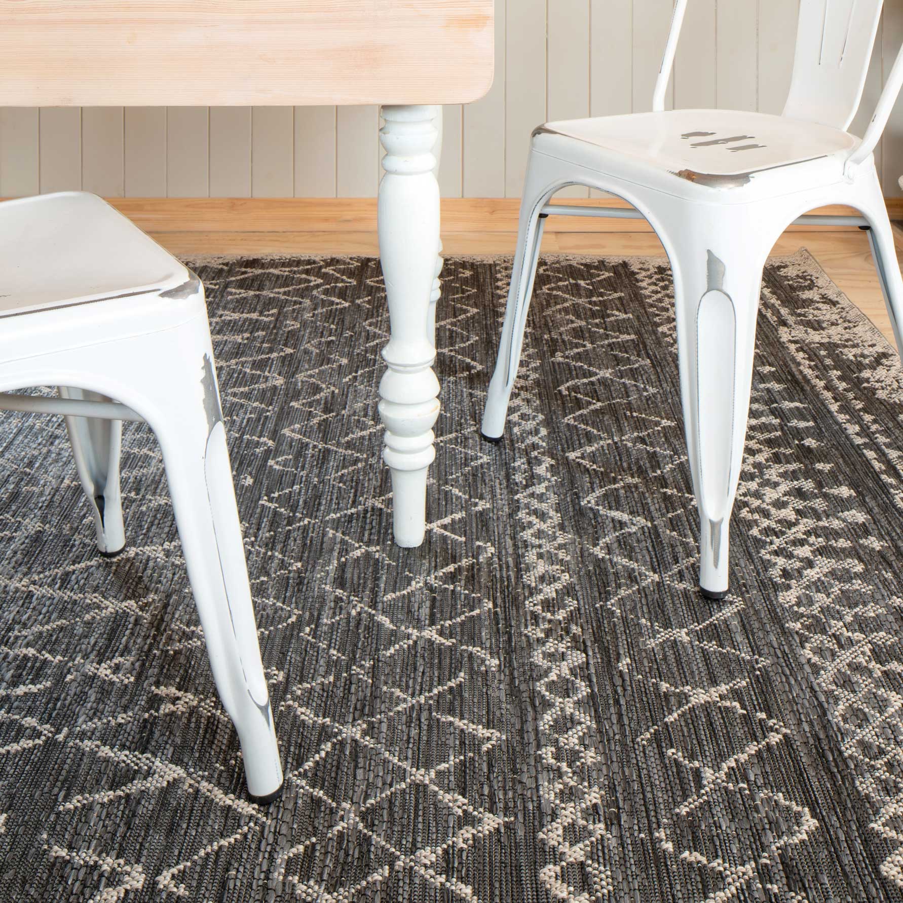 Grey Scandi Textured Flatweave Area Rug