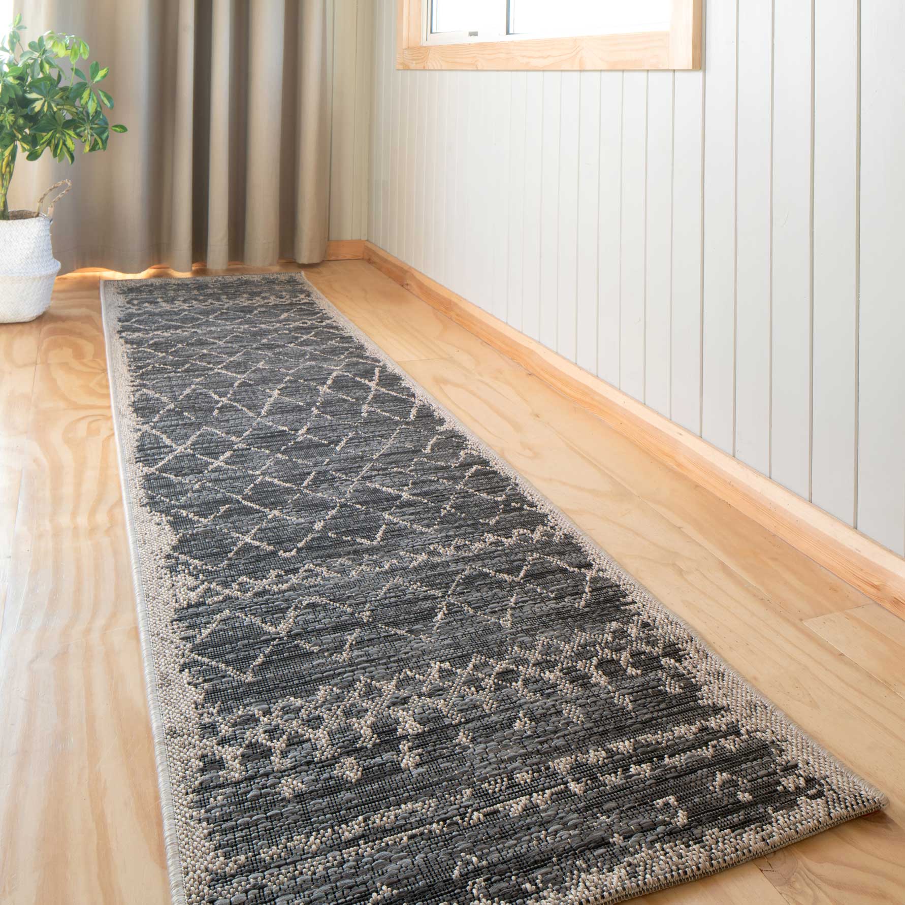 Grey Scandi Textured Flatweave Area Rug
