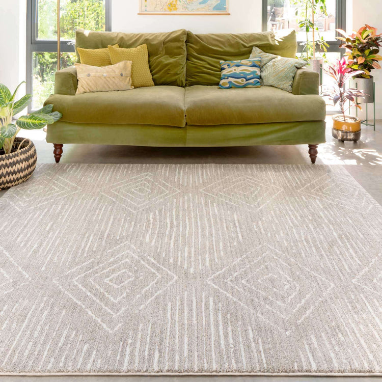 Cosy Soft Diamond Beige Moroccan Berber Bedroom Rug