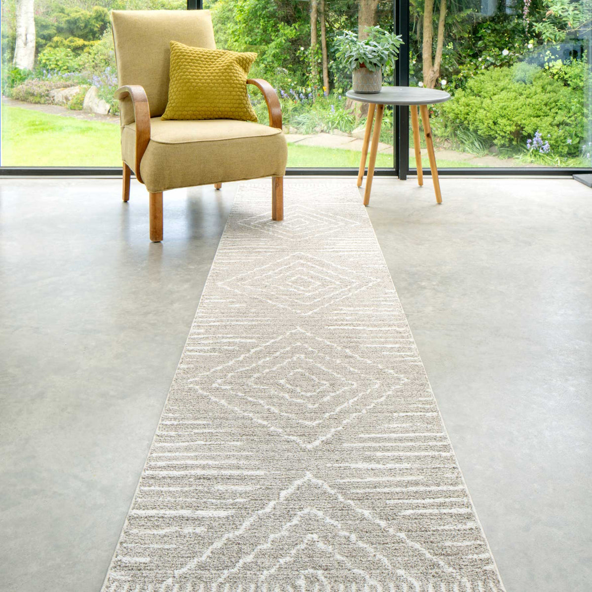 Soft Diamond Beige Moroccan Berber Runner Rug