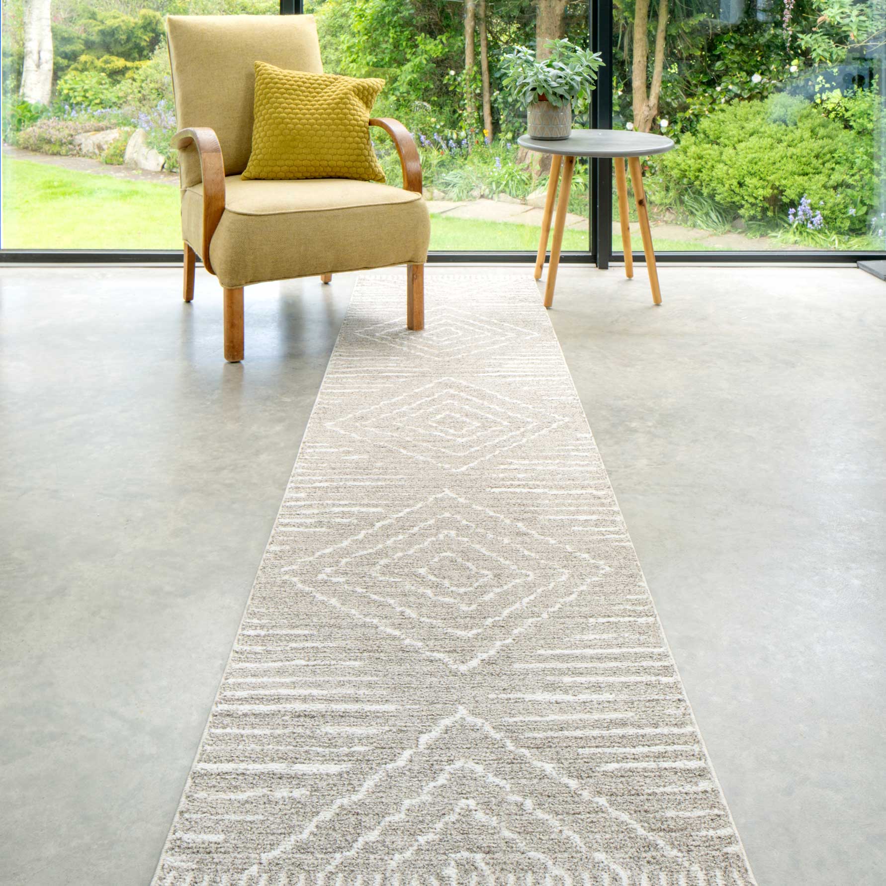 Soft Diamond Beige Moroccan Berber Runner Rug