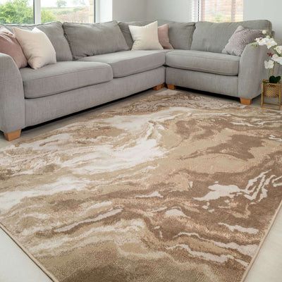 Modern Beige Textured Living Room Rug
