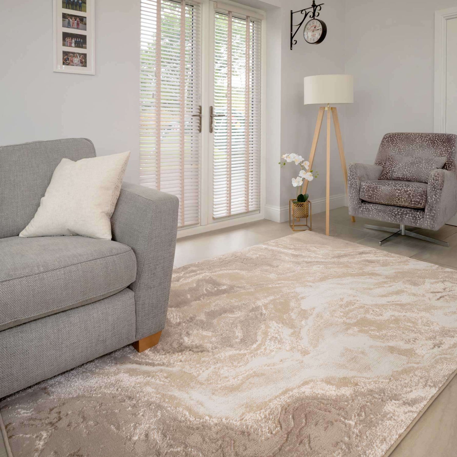 Modern Beige Textured Living Room Rug