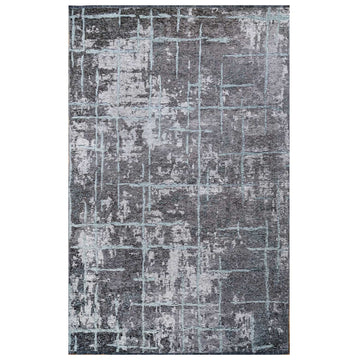 Reversible Distressed Dark Grey Area Rug