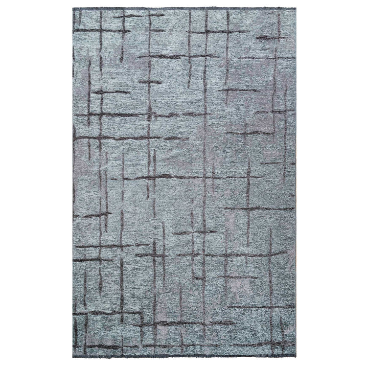 Reversible Distressed Light Blue Rug