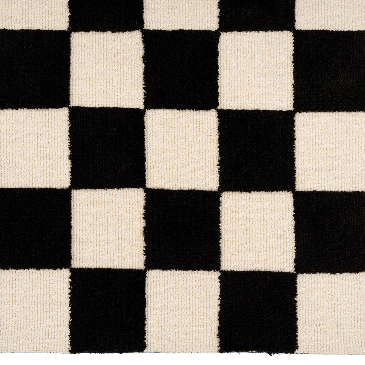 Black Retro Checkerboard Runner Rug - Ebony