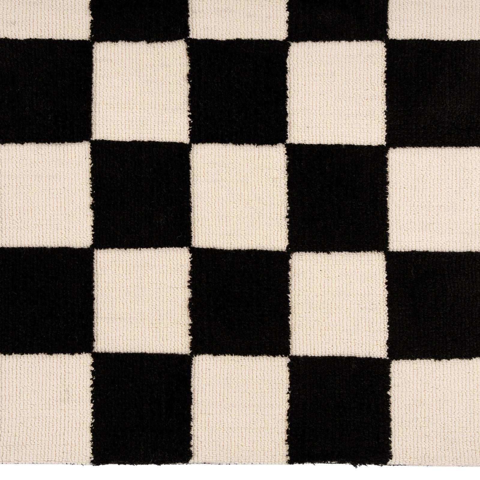 Black Retro Checkerboard Runner Rug - Ebony