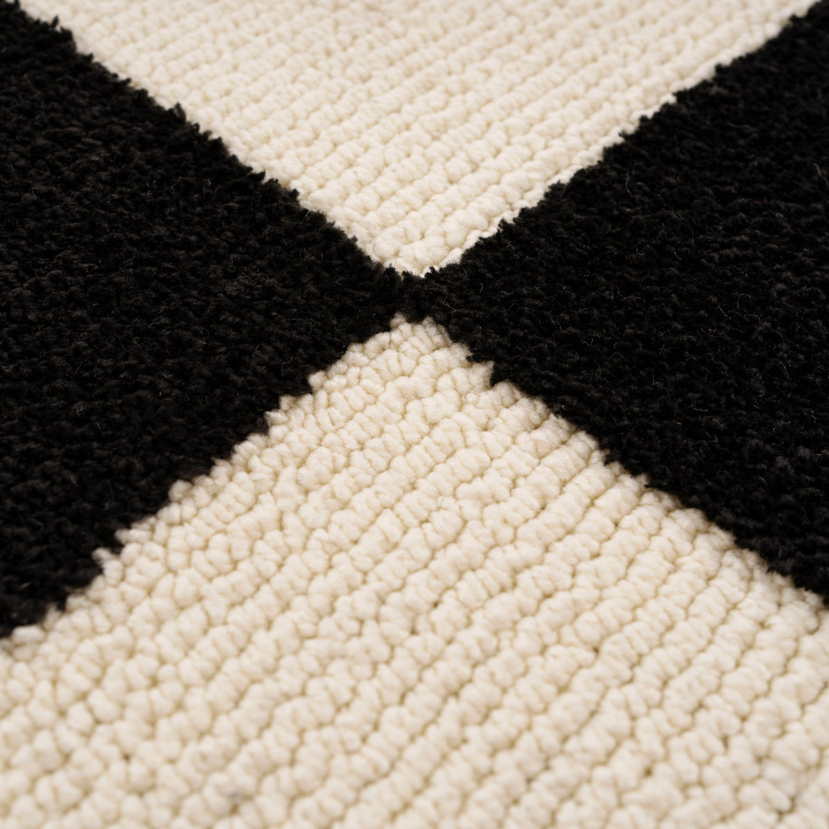 Black Retro Checkerboard Runner Rug - Ebony
