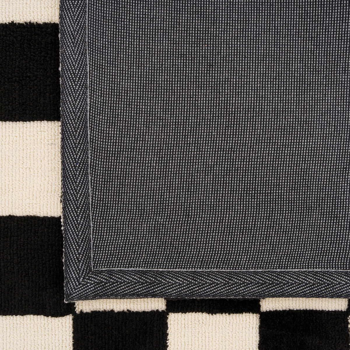 Black Retro Checkerboard Runner Rug - Ebony