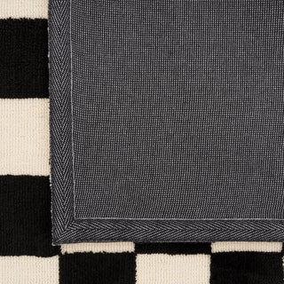 Black Retro Checkerboard Runner Rug - Ebony