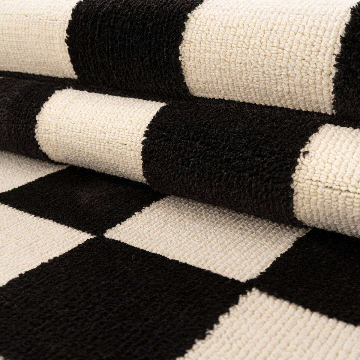 Black Retro Checkerboard Runner Rug - Ebony