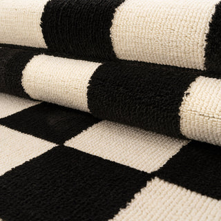 Black Retro Checkerboard Runner Rug - Ebony