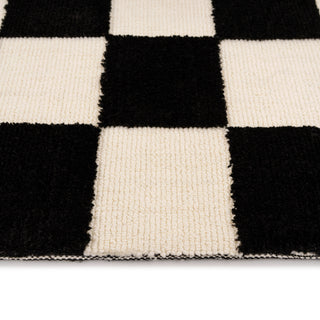 Black Retro Checkerboard Runner Rug - Ebony