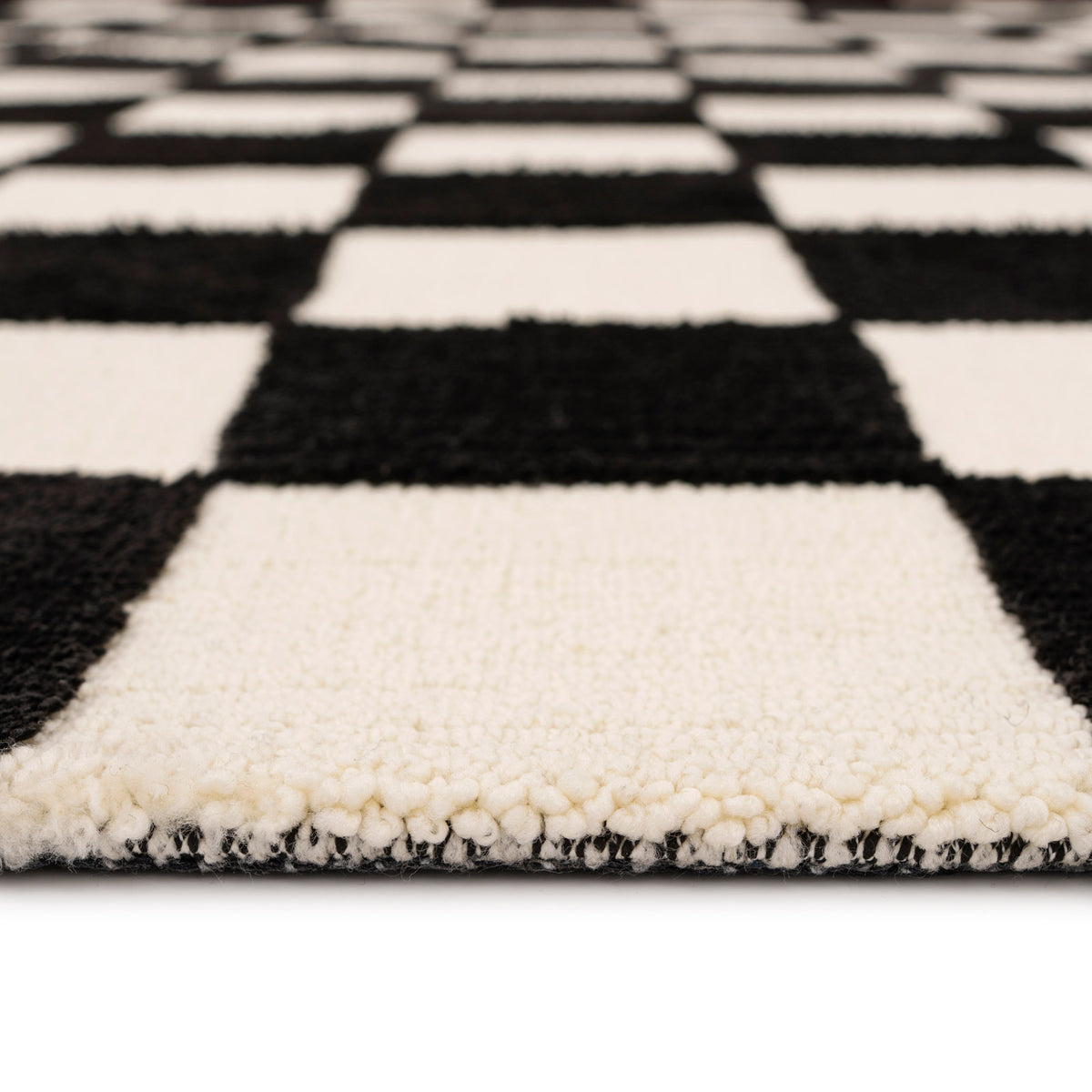 Black Retro Checkerboard Runner Rug - Ebony