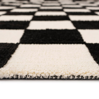 Black Retro Checkerboard Runner Rug - Ebony
