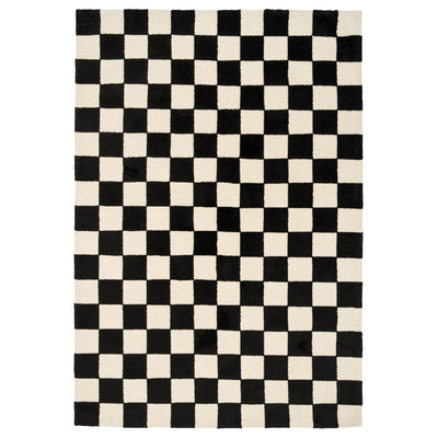 Black Retro Checkerboard Rug - Ebony