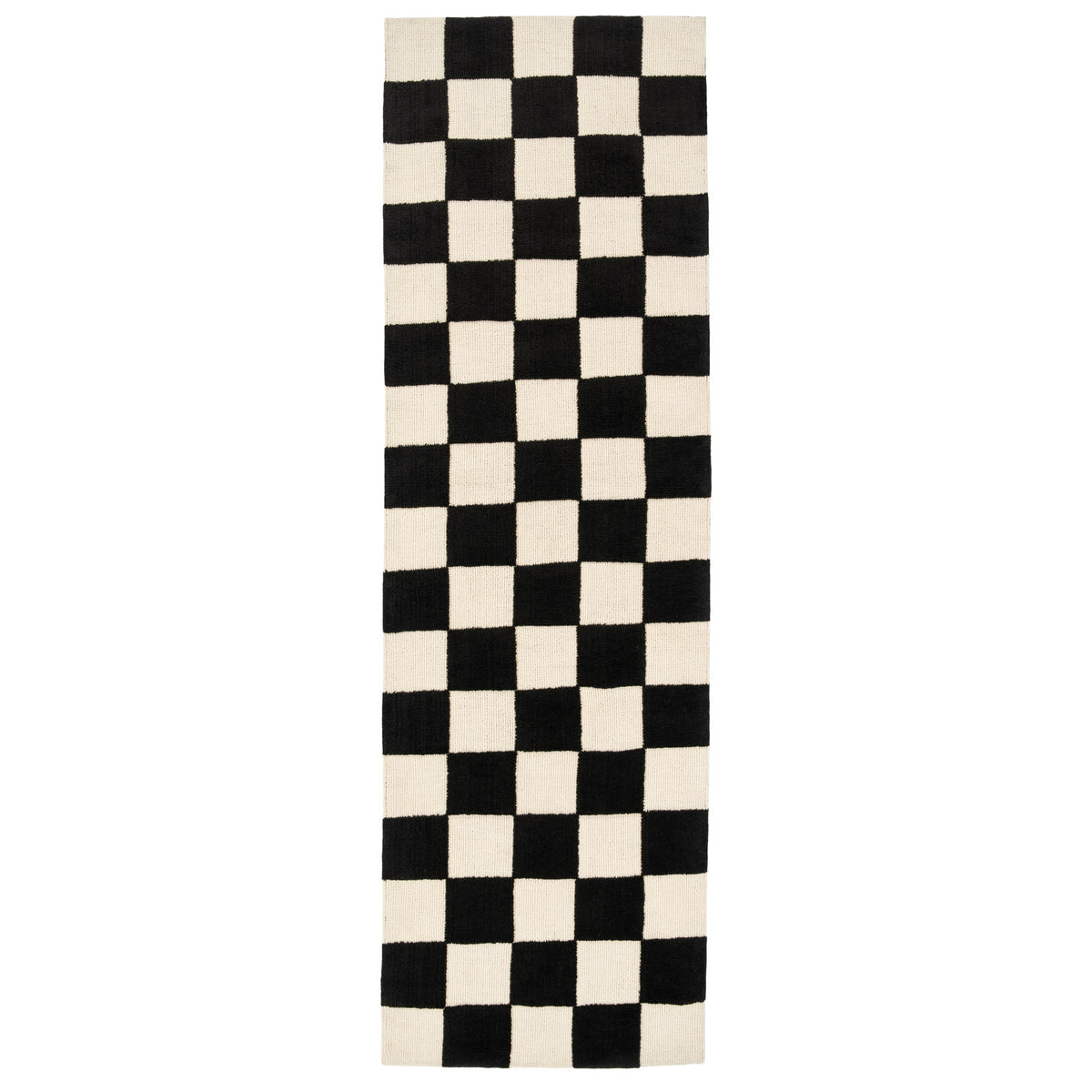 Black Retro Checkerboard Runner Rug - Ebony