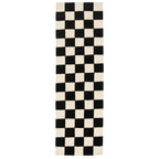 Black Retro Checkerboard Runner Rug - Ebony