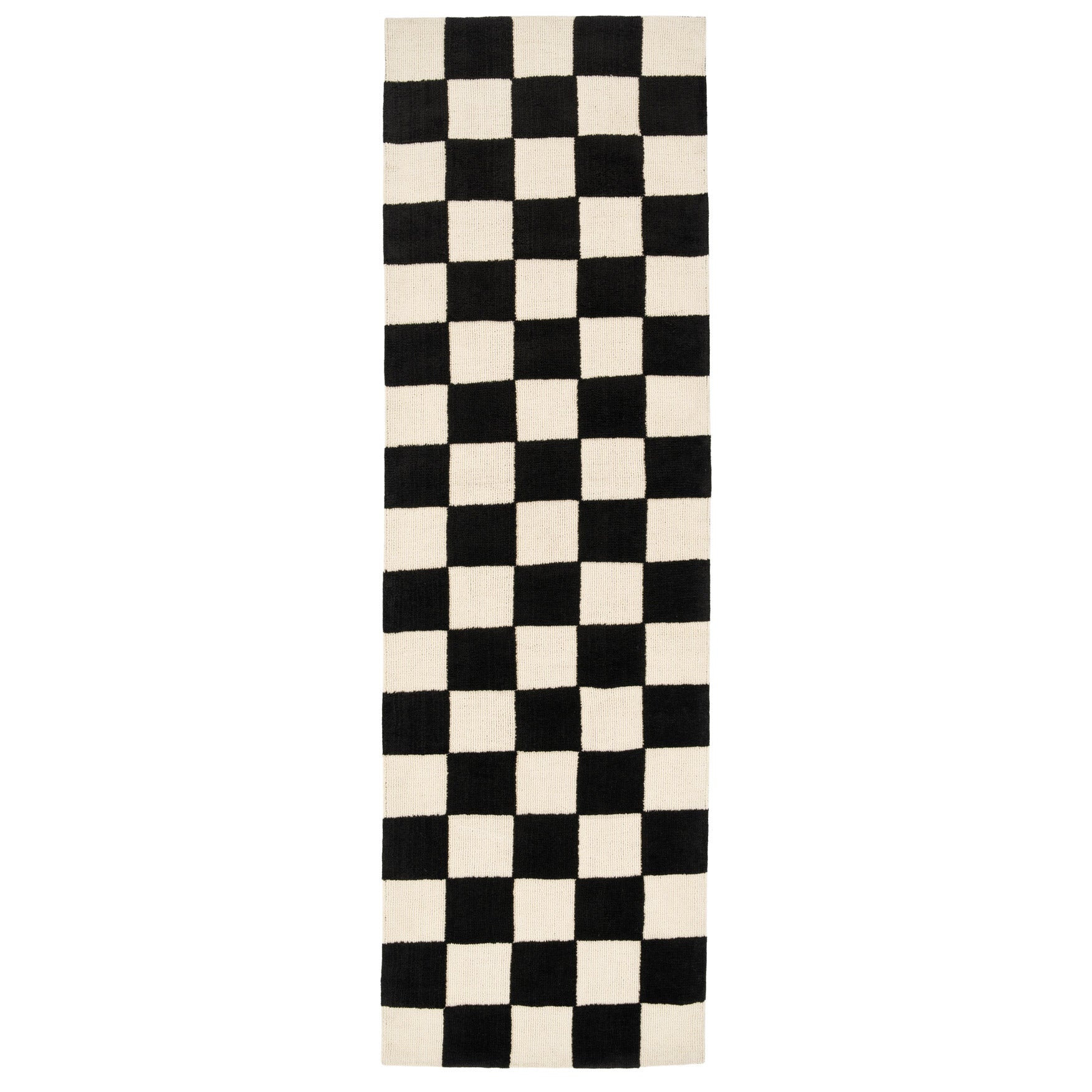 Black Retro Checkerboard Runner Rug - Ebony