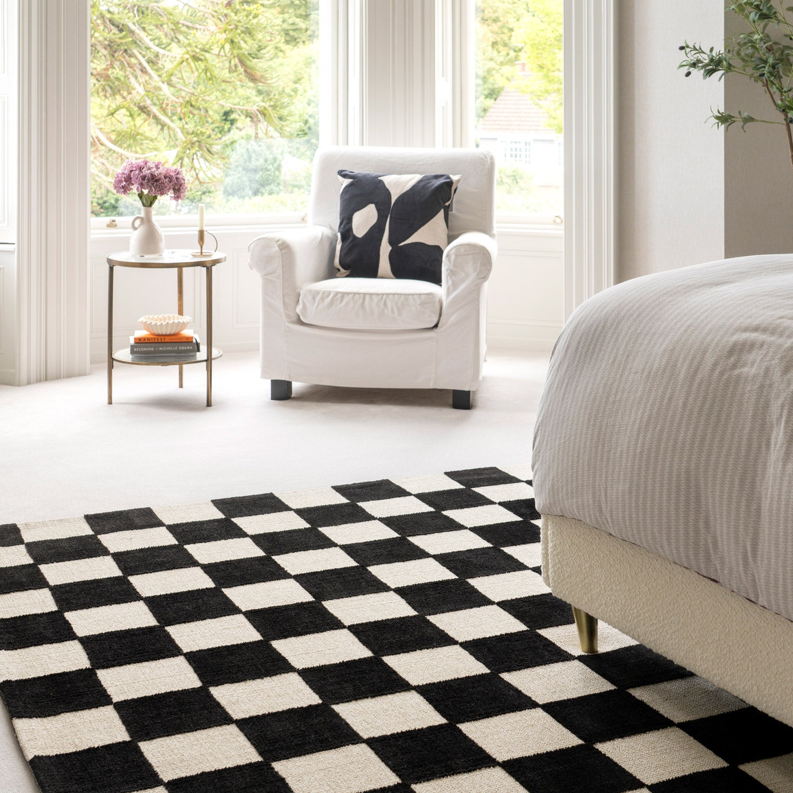 Black Retro Checkerboard Rug - Ebony