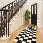 Black Retro Checkerboard Runner Rug - Ebony