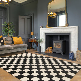 Black Retro Checkerboard Rug - Ebony