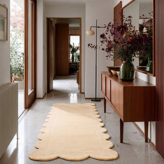 Beige Scalloped Border Runner Rug - Maren