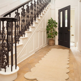 Beige Scalloped Border Runner Rug - Maren