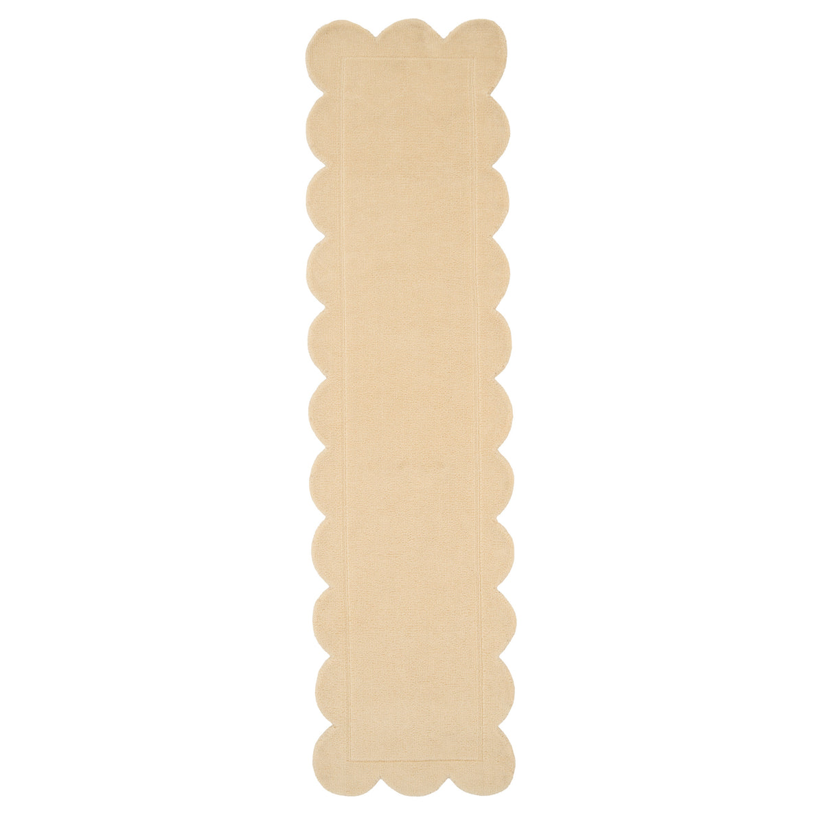 Beige Scalloped Border Runner Rug - Maren