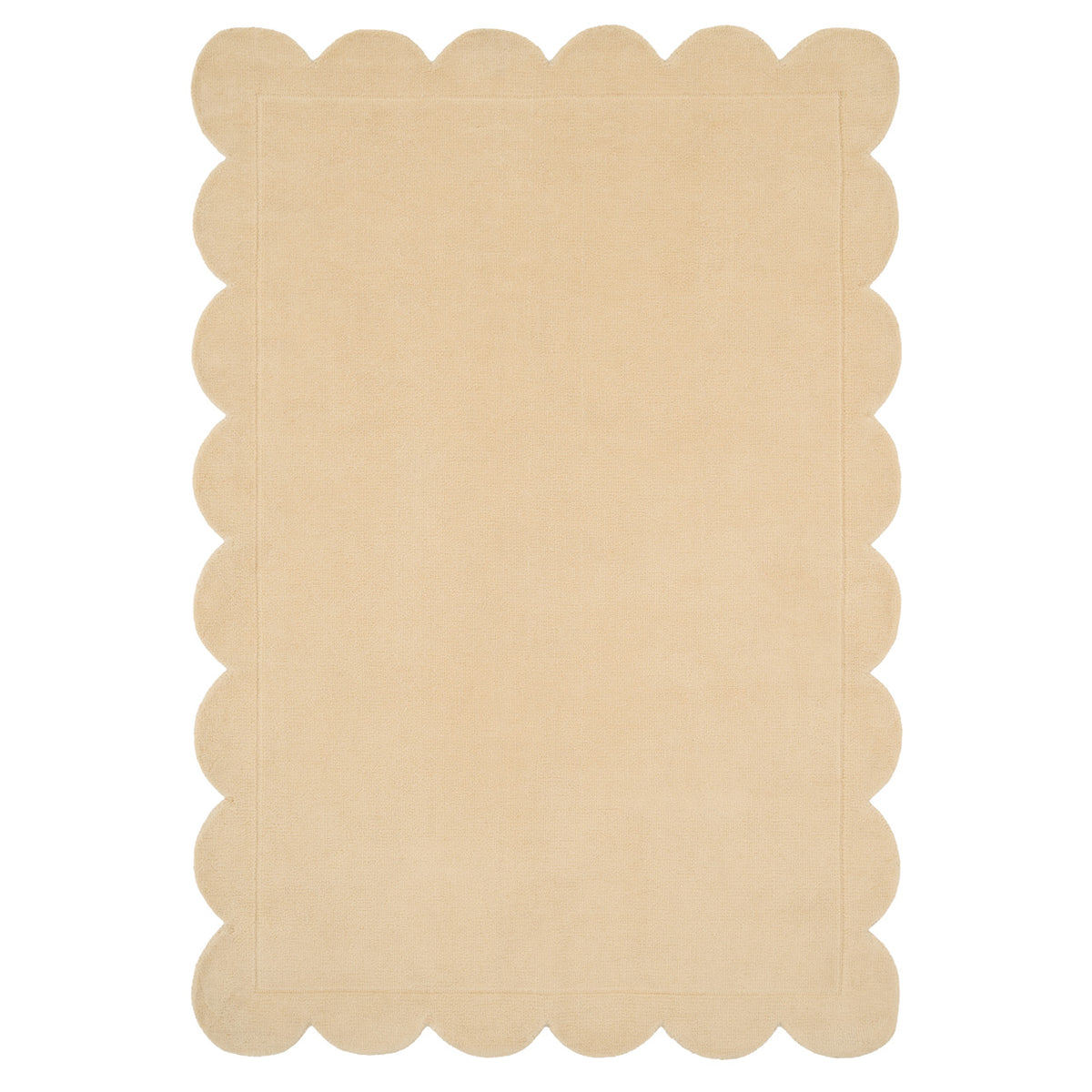 Beige scalloped placemat on a white background