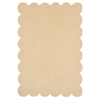 Beige Scalloped Border Woven Rug - Maren
