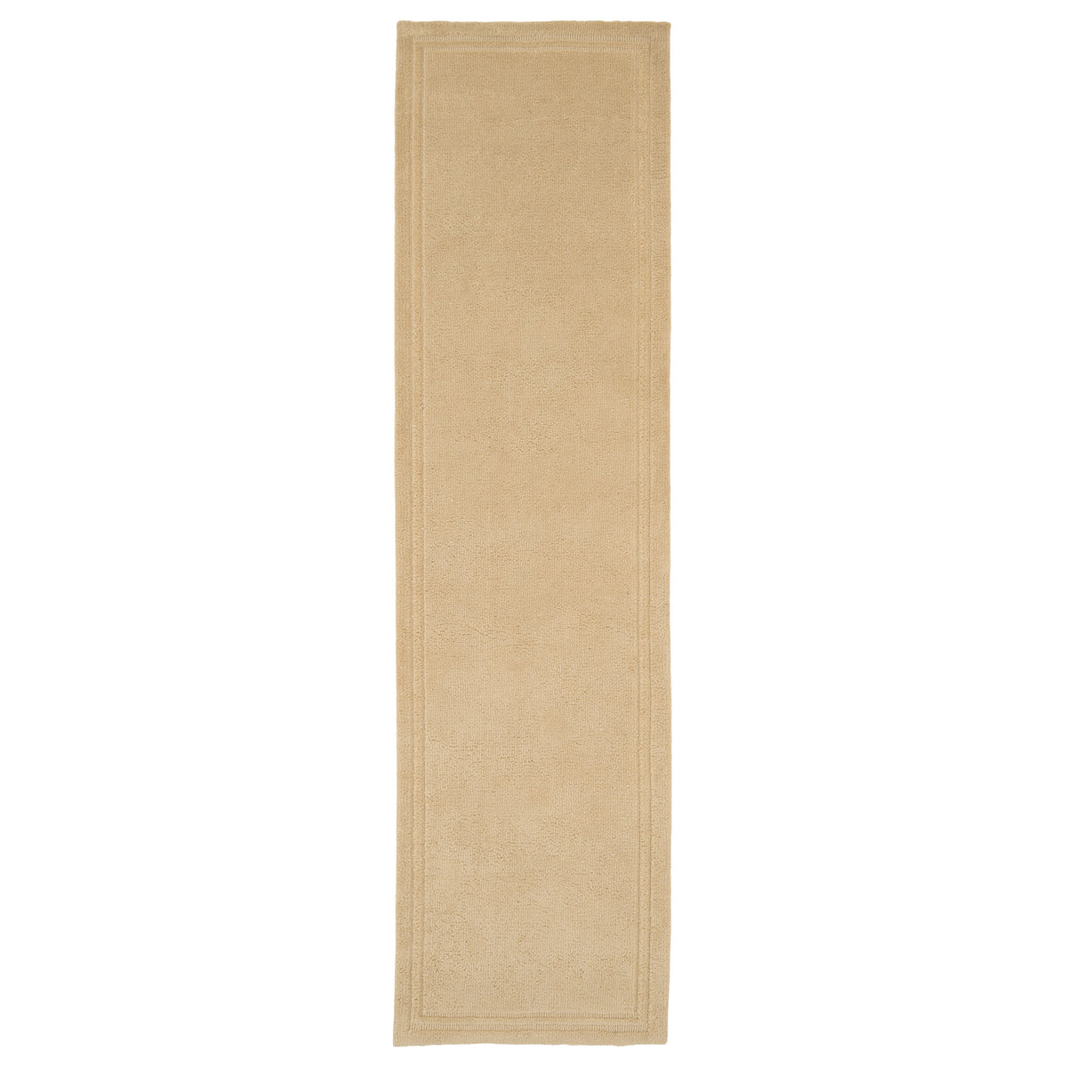 Beige runner rug on a white background