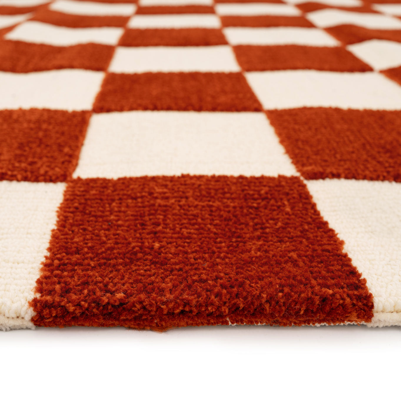 Burnt Orange Retro Checkerboard Rug - Maze Rust