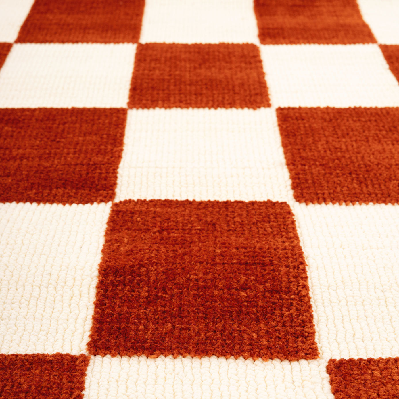 Burnt Orange Retro Checkerboard Rug - Maze Rust