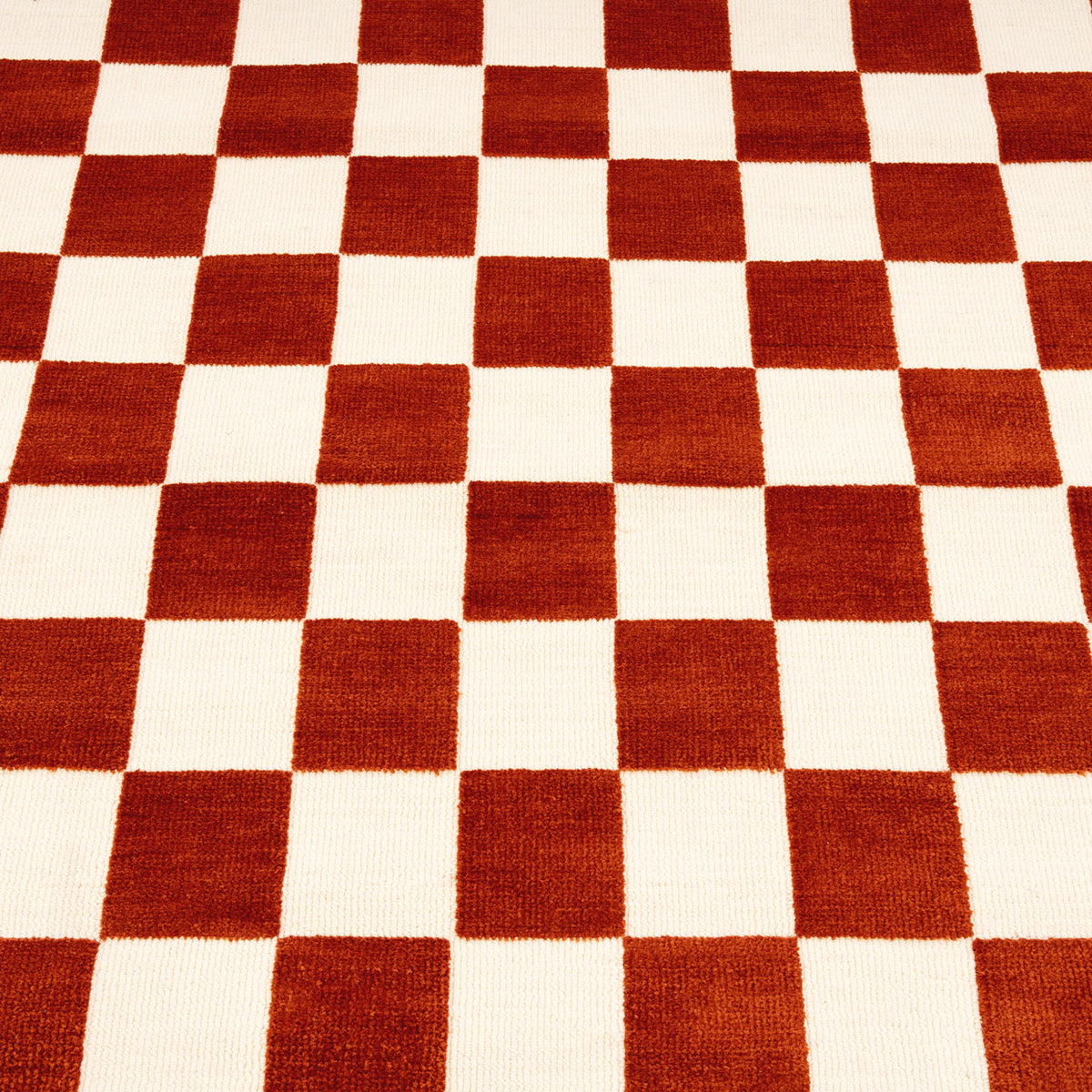 Burnt Orange Retro Checkerboard Rug - Maze Rust